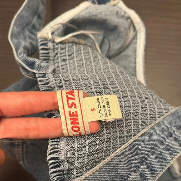 Western Denim Crop Tank Top with Adjustable Straps - Picture 2 of 3